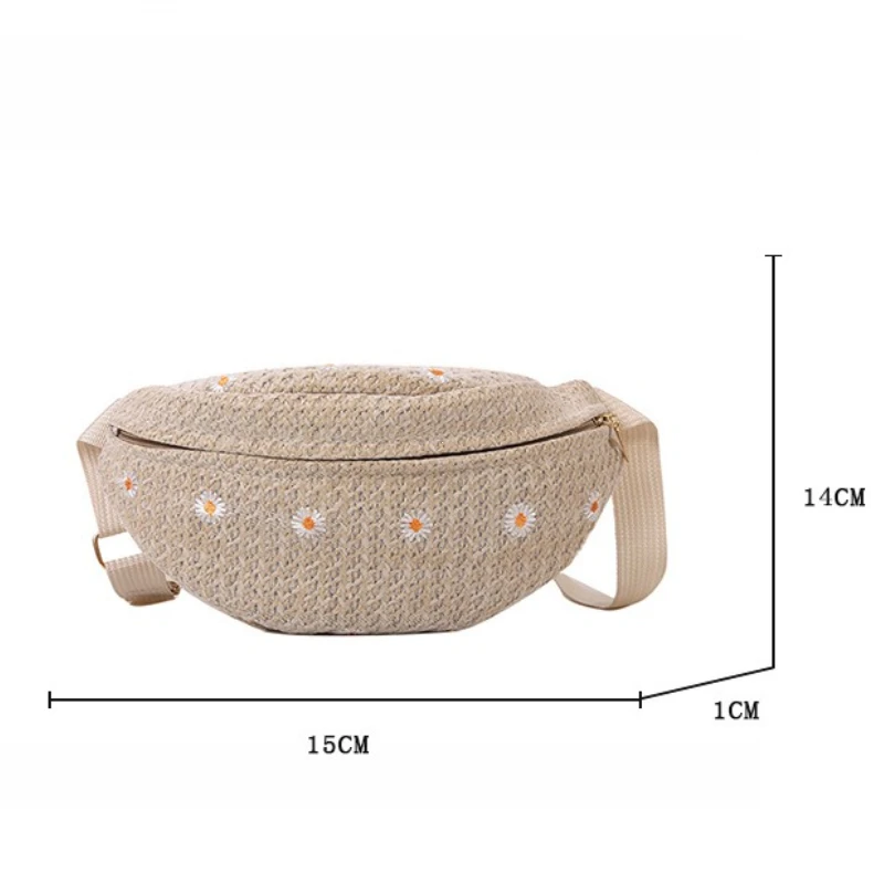 Sac de taille en paille tissé pour femmes, sacs à bandoulière pour dames, sac banane d'été 2025, sac de poitrine pour téléphone à la mode