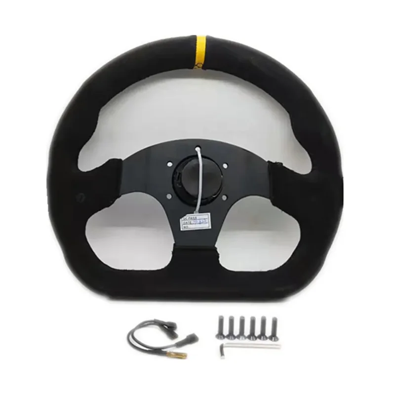 320mm Black Suede Leather Flat Racing Steering Wheel
