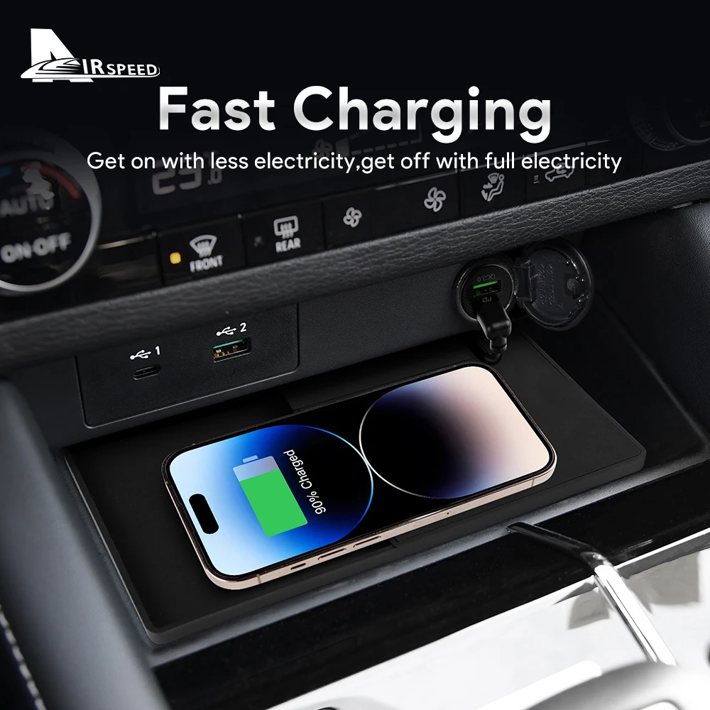 Car Wireless Charger For Mitsubishi Outlander 2022 2023 2024 PVC Mobile Phone Charging Holder Fast Wirelessly 15W Board