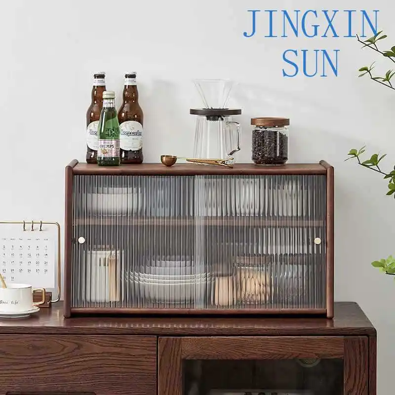 Desktop water cup dining table storage box dust-proof solid wood storage cabinet
