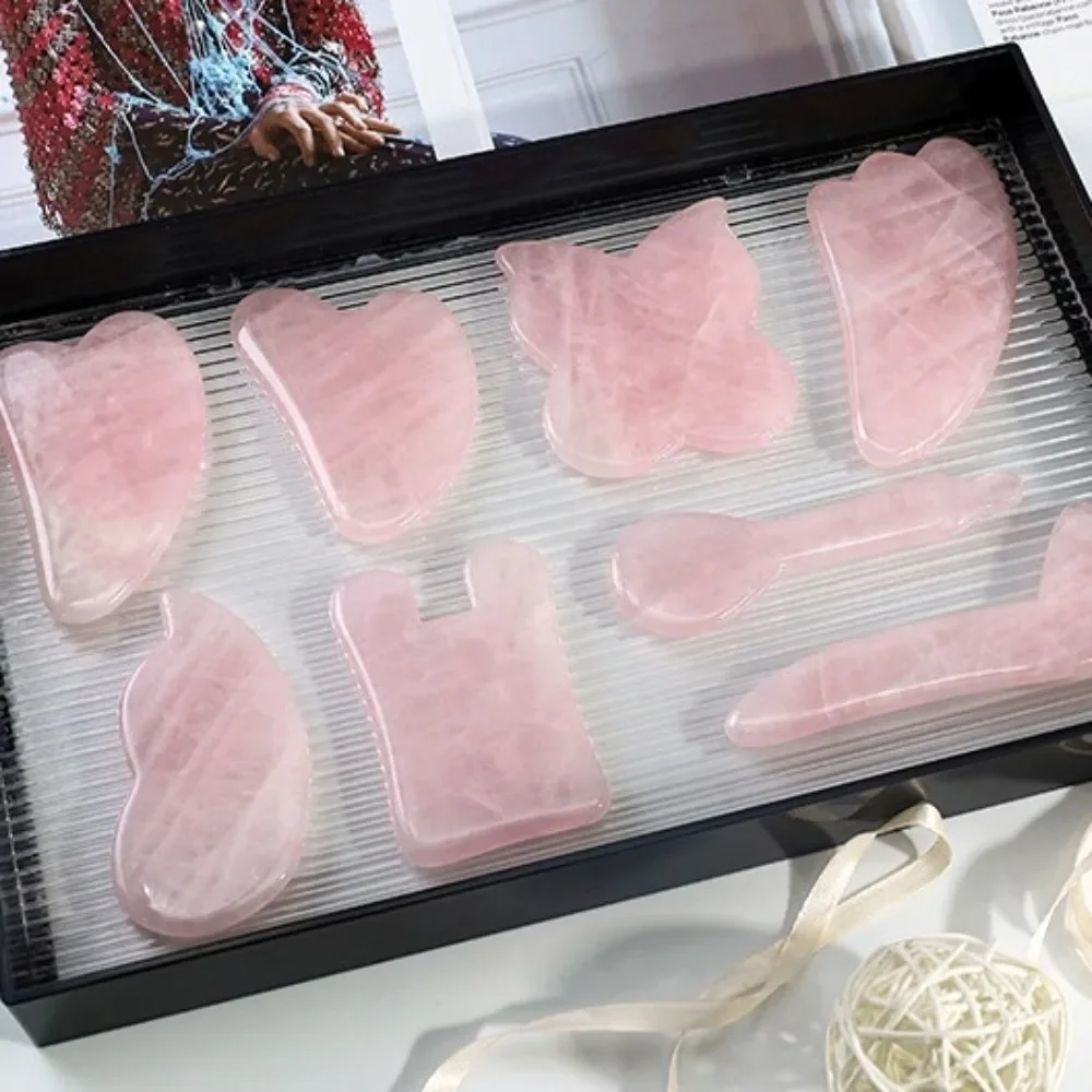Rose Quartz Jade Eye Massage Stick Face Lifting and Tightening Face Relax Sliming Guasha Face Massager Tool Skin Scraping