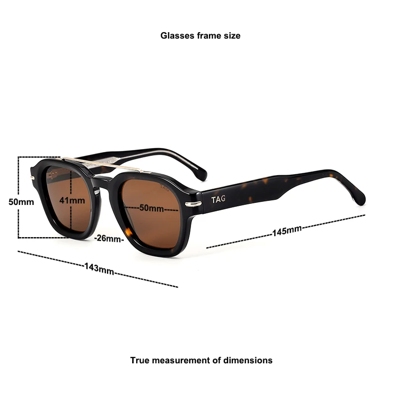 New Fashion Acetate Frame Sun Glasses Women Double Bridge Polygon Sunshade Glasses Male UV400 High Quality Sun Glasses 8775