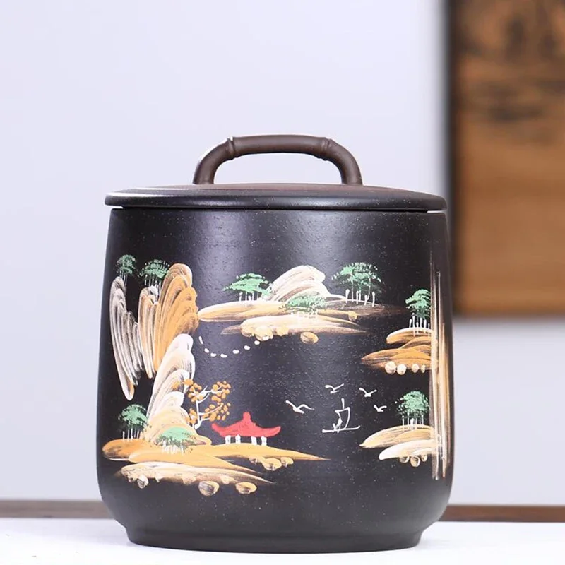 

Ceramic Tea Caddy Kimchi Japanese Tea Case Tin Small Jingdezhen Porcelain Smell Proof Box Potes De Cozinha Kitchen Canister Set