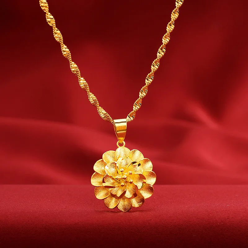 

24K Gold Sand Bloom Pendant for Men and Women - Fashionable Non-Tarnish Necklace, Great Gift for Girlfriend or Wife