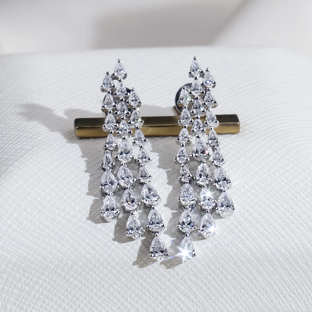 

Pear shape Lab Grown Diamonds Earring PT950 Diamond Stud Earrings For Woman Girls In Stock MSE-816