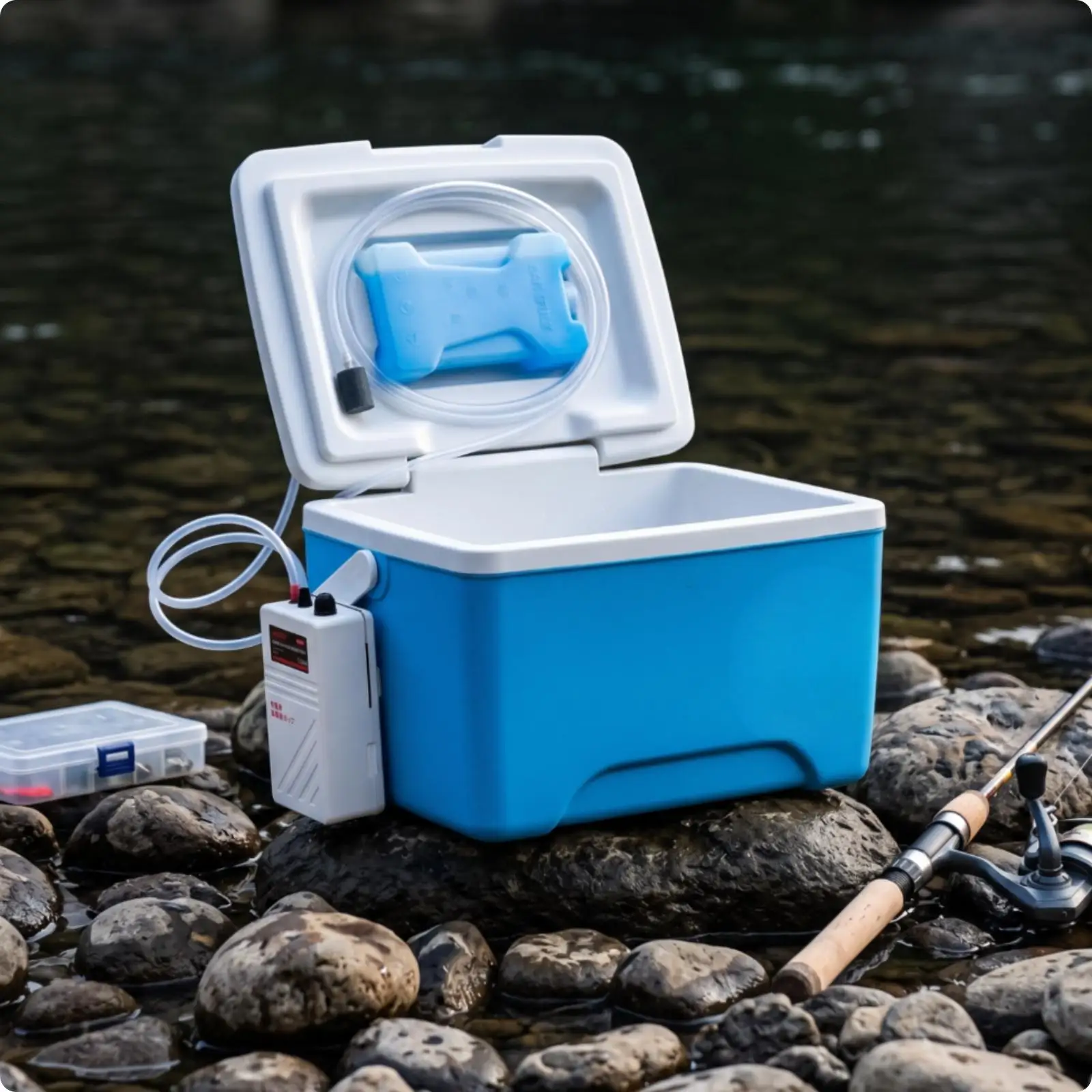 Outdoor Camping Fishing Cooler Box with Ice Pack Holder for Temperature Control and Portability