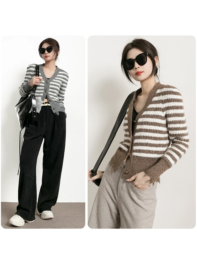 

Tide PA Elegant Women's Knitwear Cardigan Sweater Outerwear Spring Summer New Style Small Size Straight Tube Nylon Wool Blend