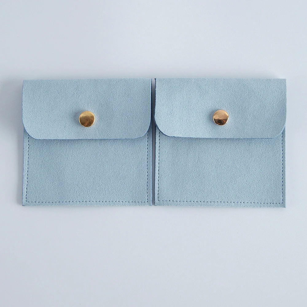 5pcs Beige Microfiber Jewelry Snap Bags for Storage