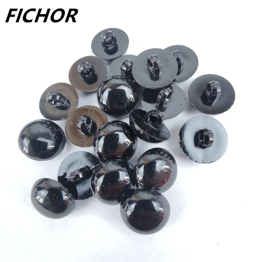 30/50pcs 15mm Acrylic Mushroom Black Shank Buttons Plastic Decorative Button Negro DIY Sewing Eye For Dolls Toy Eyes