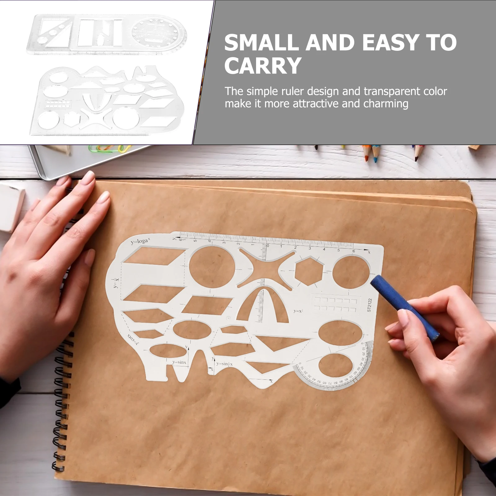 

2pcs Transparent Plastic Ruler Multifunction Drawing Measuring Tool Student Stationery Clear Geometry Scale School