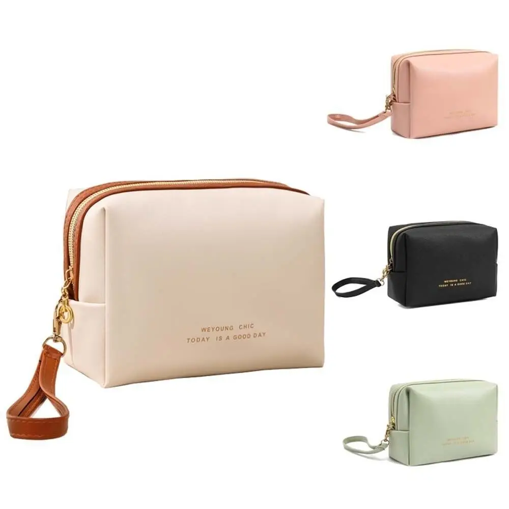 حقيبة مكياج جديدة من البولي يوريثان بسعة كبيرة حقيبة صغيرة مقاومة للماء محفظة نسائية متعددة الوظائف