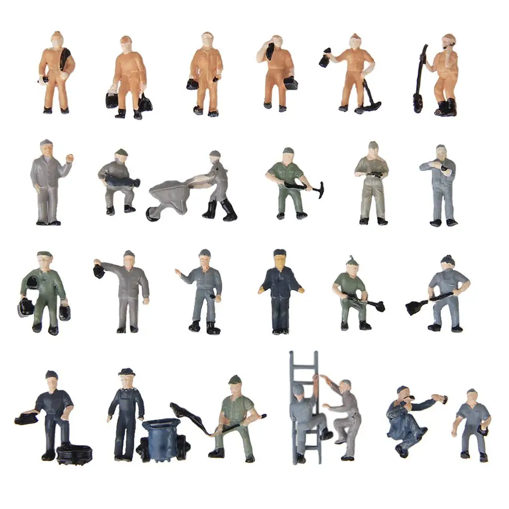 25pcs Hand Painted Railroad Man Figurines Train Railways 87