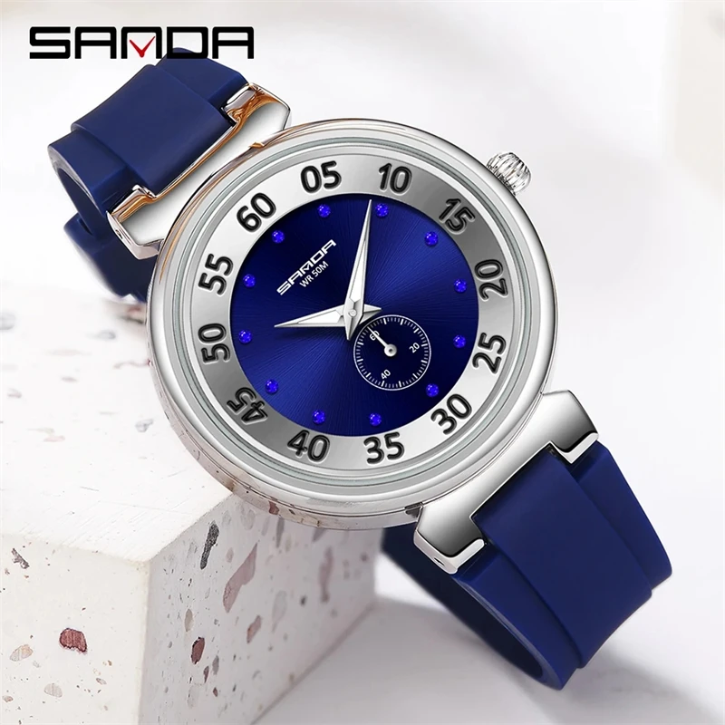 SANDA 3212 New Men Quartz Sports Watch Fashion Casual Men's Clock Chronograph Luminous Finger 50M Waterproof Relogio Masculino