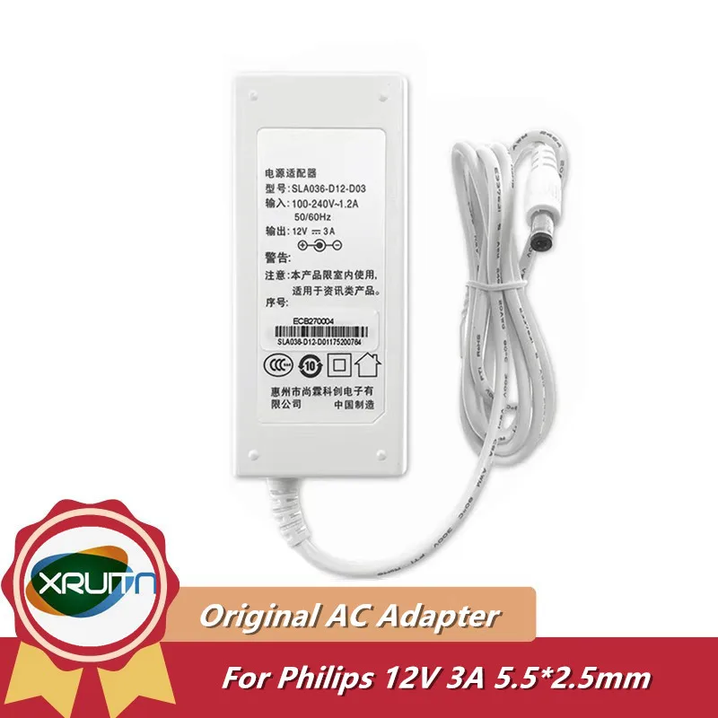 Original 36W 12V 3A 5.5*2.5mm AC DC Adapter Charger ADPC1236 DA-36Q12 For Philips AOC 224CL2 234CL2 234E5Q Monitor Power Supply