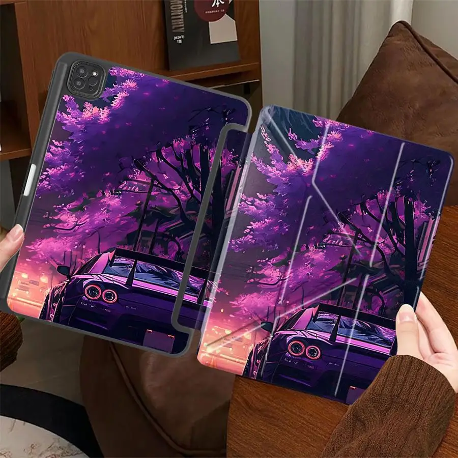 Cartoon Mountain View Luxury Car Tablet Case For iPad Pro 11th 10th 9th 8th 7th 12.9inch Air 4 5 M3 M2 M4 11inch Mini 6 7 Pro