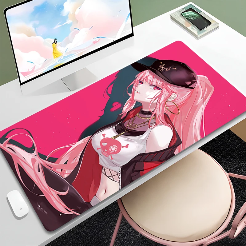 Laptop Mouse Pad Hololive Mori Calliope Kawaii Anime Table Mat Large Pink Mousepad Keyboard Office Rubber Deskpad for Girl Gift