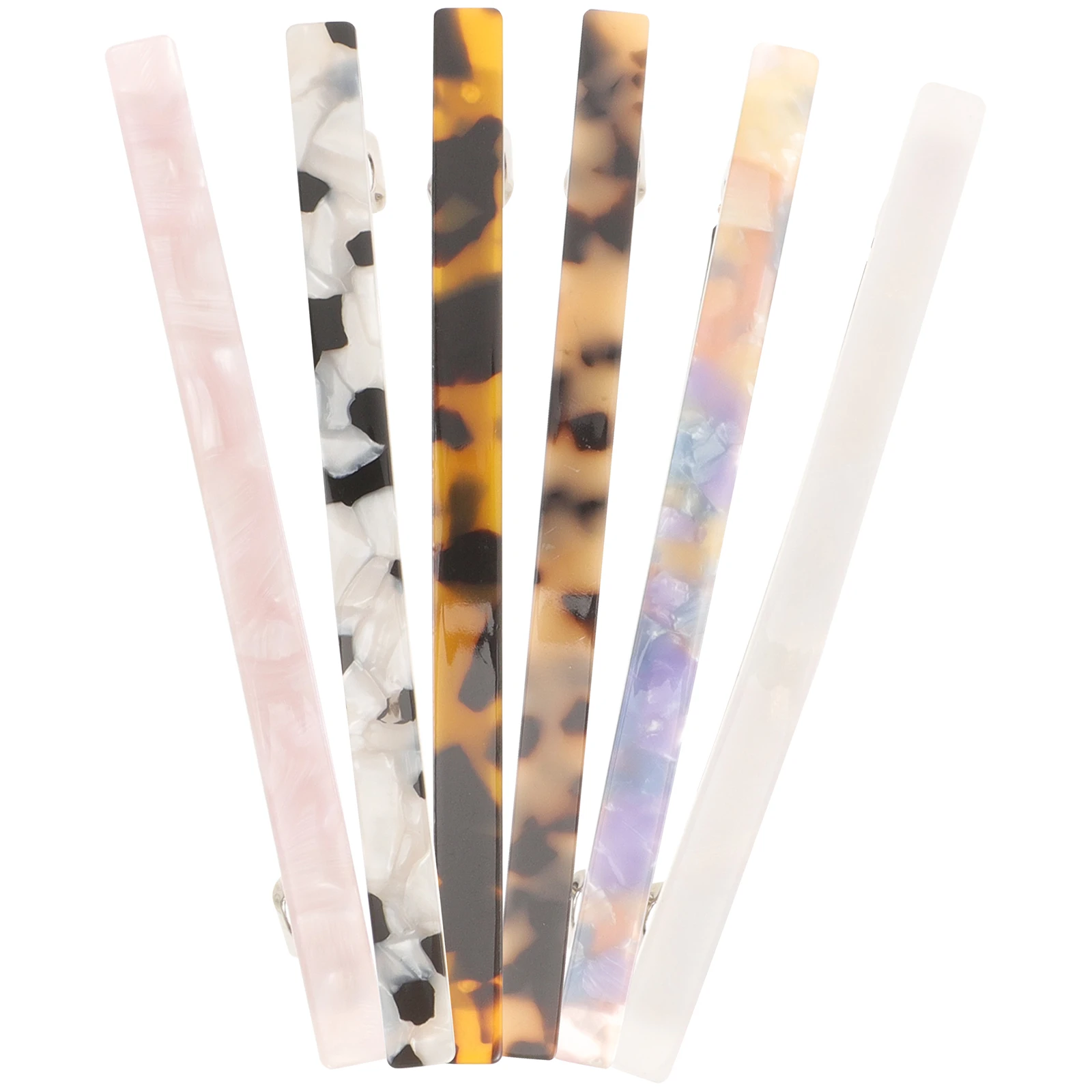 

6 Pcs Hair Clip Set Barrette Girl Accessories Barrettes Clips for Flat Pin Marble Rectangle Miss