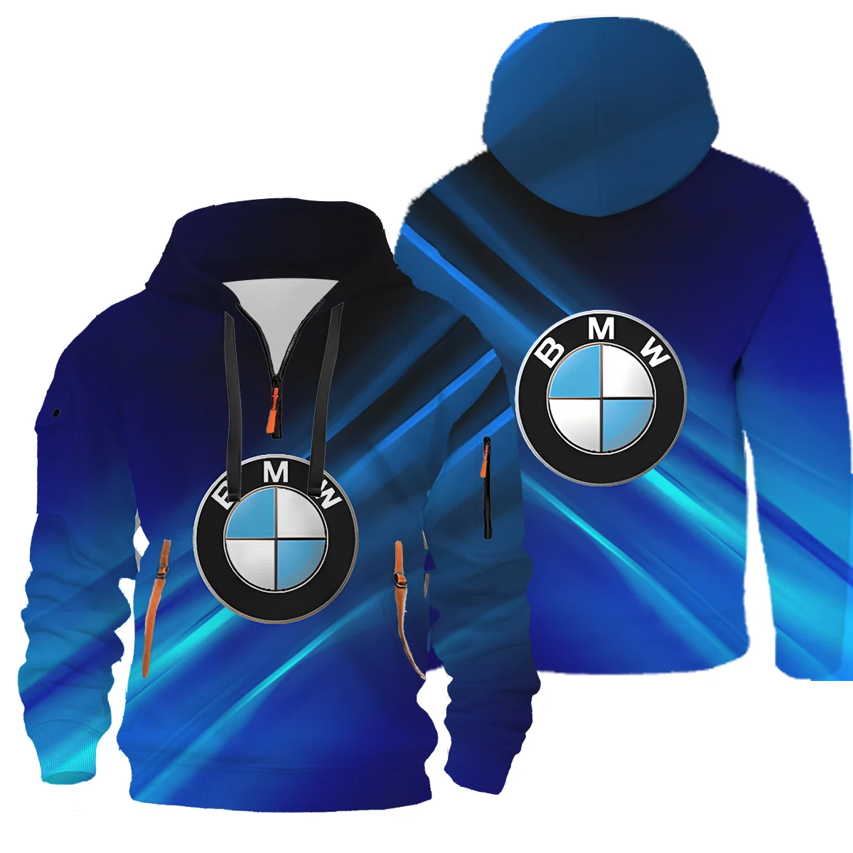 2025 New BMW Logo Spring Fashion Men's BMW Hoodie Large Outdoor Windproof Thick Top Men's Casual Zipper Warm Hoodie Sweatshirt