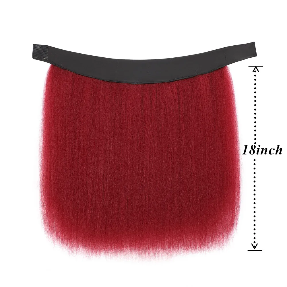 Clip in Synthetic Half Wigs for Women Kinky Straight Hair Sport Headband Wigs Women Burgundy Black Half Wigs on Clearance Sale