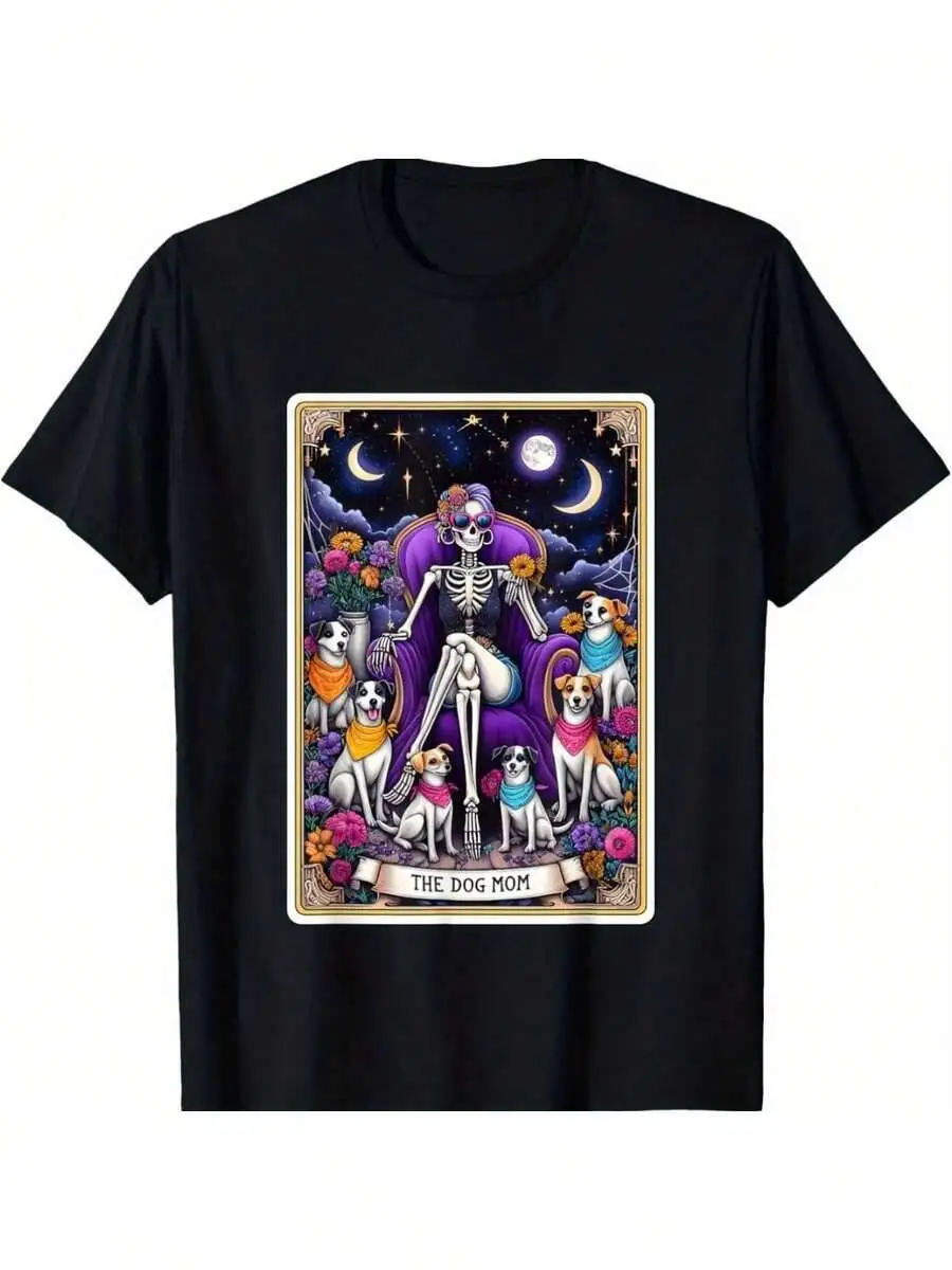 Premium 220G Print [Fast Delivery] Dog Mom Skull Tarot Mother's Day Unisex, Christmas, Halloween, Thanksgiving Gift, 100% Cotton