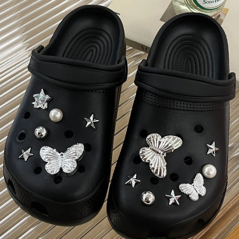 Whole Set Hot Sale DIY Hole Shoes Charms for Butterfly Pearl Handmade Charms Designer Quality Garden Shoe Decoration Girl Gift