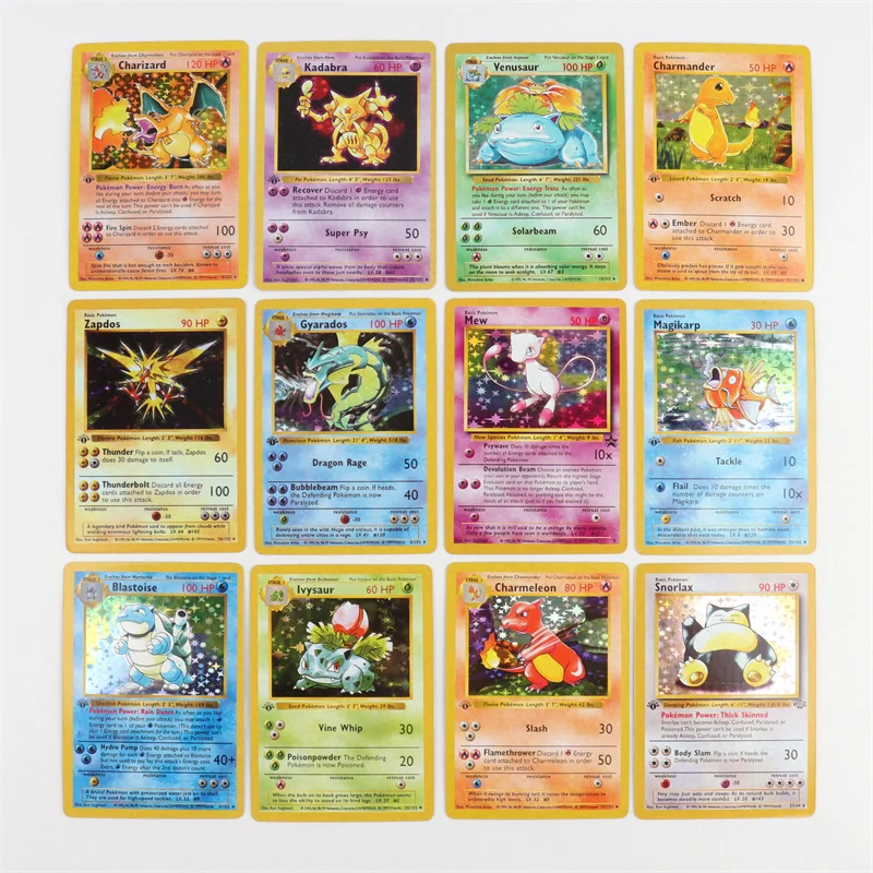 151Pcs 1996 1st Edition Pokemon Foil Flash Cards Pikachu Charizard Blastoise Venusaur Mewtwo Game Collection Cards