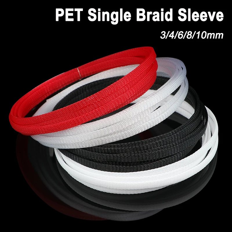 PET Monofilament Braided Sleeving 3/4/6/8/10mm Nylon Expandable Braided Cable Sleeve USB Data Cable Sheath Protector Wire Wrap