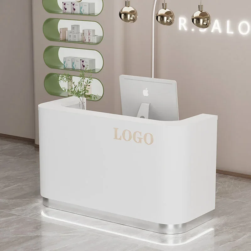 

European Furniture Pulpit Church White Reception Counter Luxury Office Tempered Glass Desk Simple Mostrador Unique Furniture