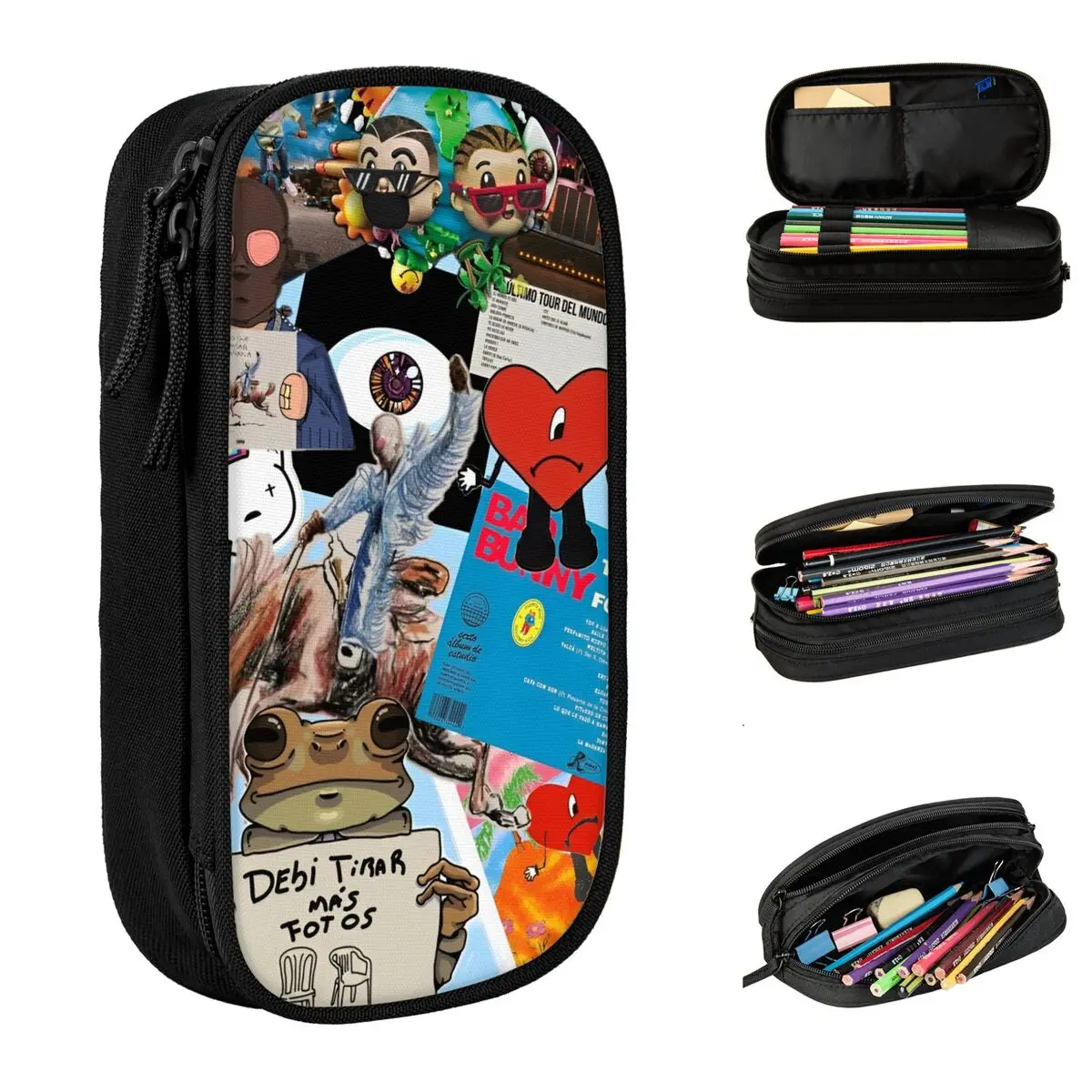 

Bads Bunnys Debi Tirar Mas Fotos DTMF 2025 Pencil Cases Fun Pen Bags for Student Big Capacity School Supplies Gift Pencilcases
