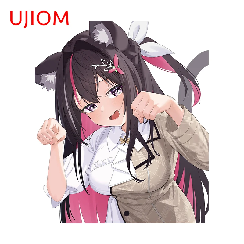 UJIOM 13cm X 11.2cm Anime Sexy Cat Girls Azki Wall Stickers Interesting Refrigerator Decal Kids Room Wallpapers Home Decor