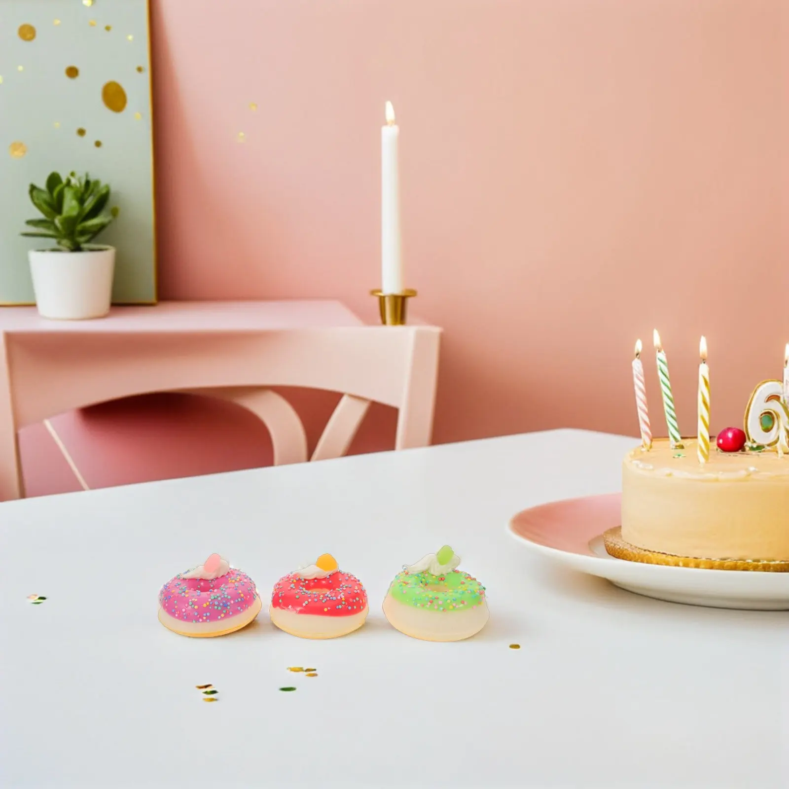 7pcs Set Artificial Donuts Dessert Table Decor Bakery Shop Display Props Simulation Cupcake Dount Cake Topper Fake Food