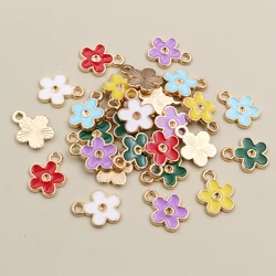 50Pcs 12x10mm Small Alloy Flower Charms Pendants Multi Colors For DIY Bracelet Necklaces Jewelry Making Accessories