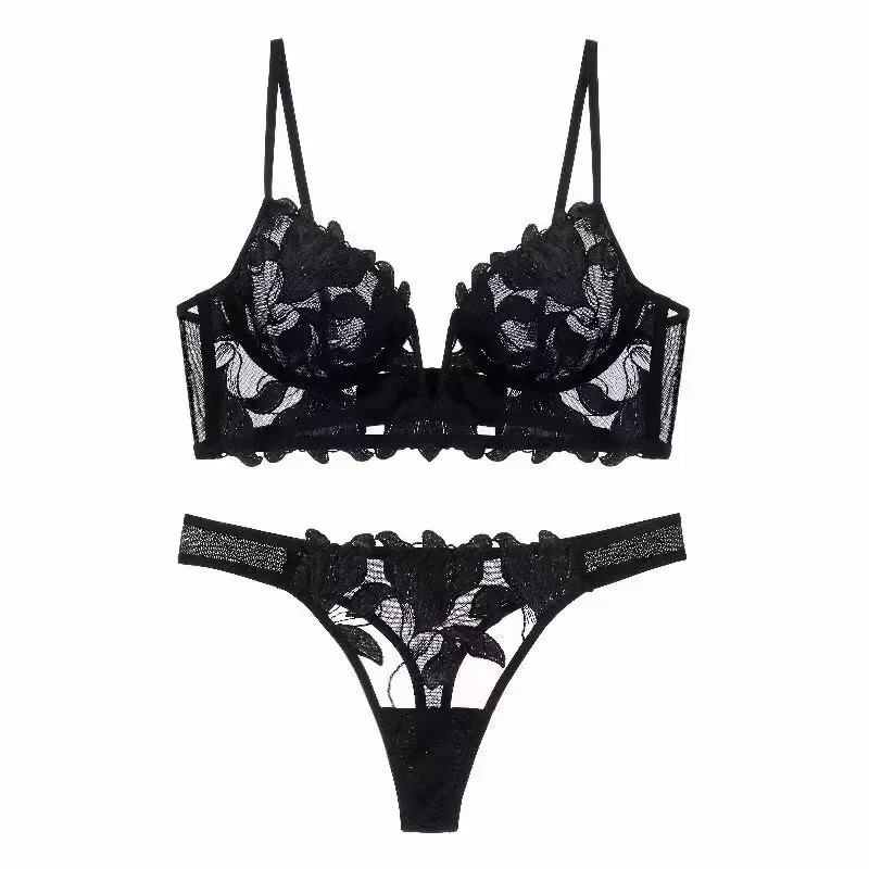 

Women Lace Lingerie Set Elegant Sexy Bra Set See Through Underwear Ventilate Ladies Bra and Panty Set