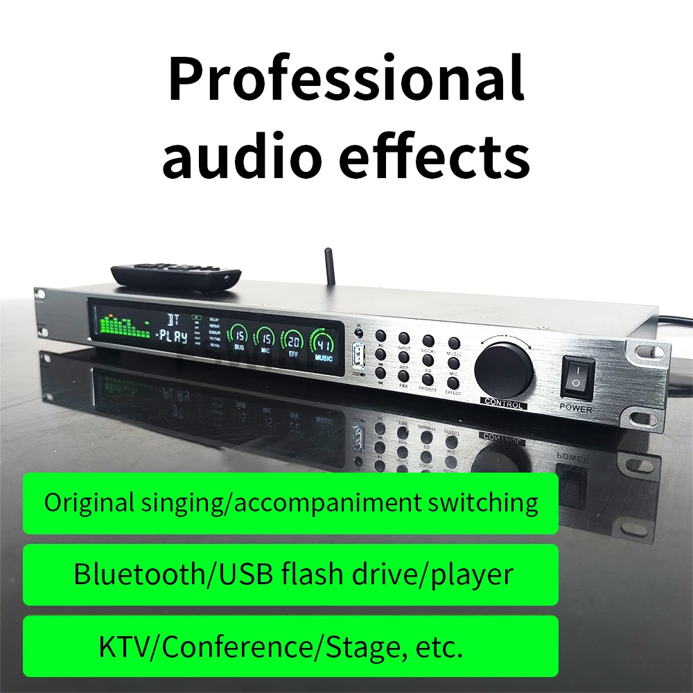 

Audio processor Professional home stage KTV digital reverberation USB Bluetooth microphone to prevent howling karaoke hosting
