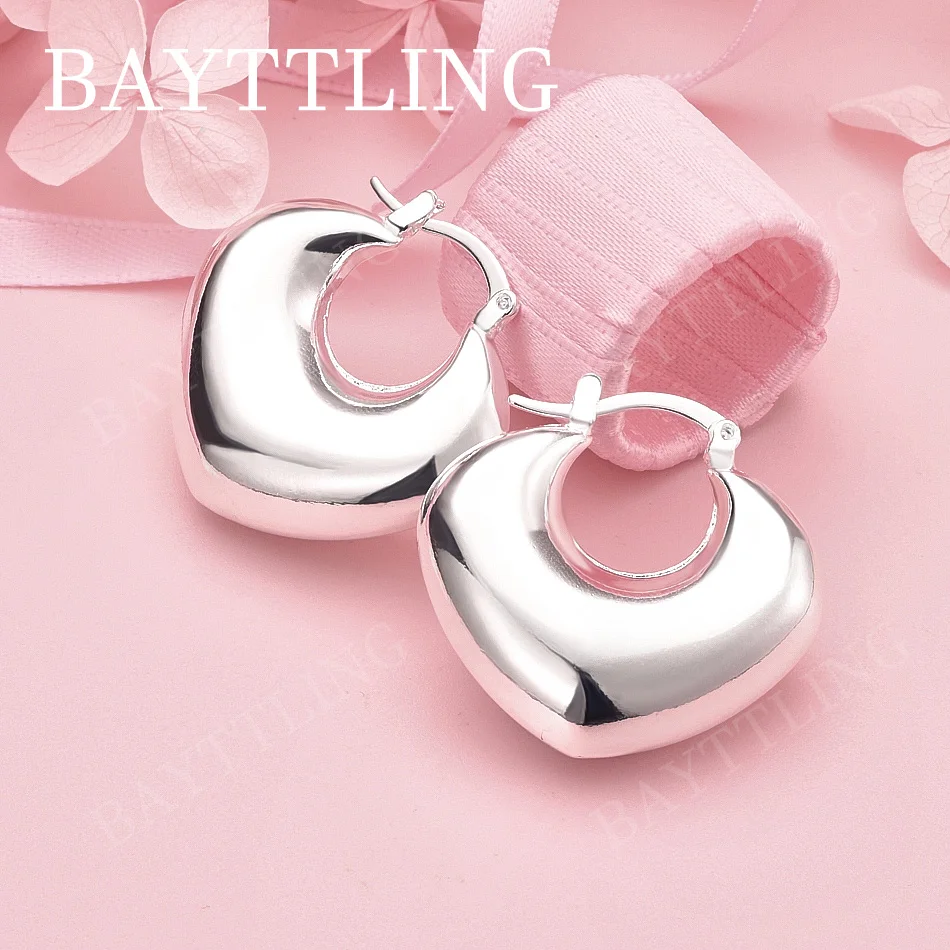 

Luxurious 925 Sterling Silver Exquisite Heart-Shaped Earrings, a stylish wedding accessory for women and girlfriends