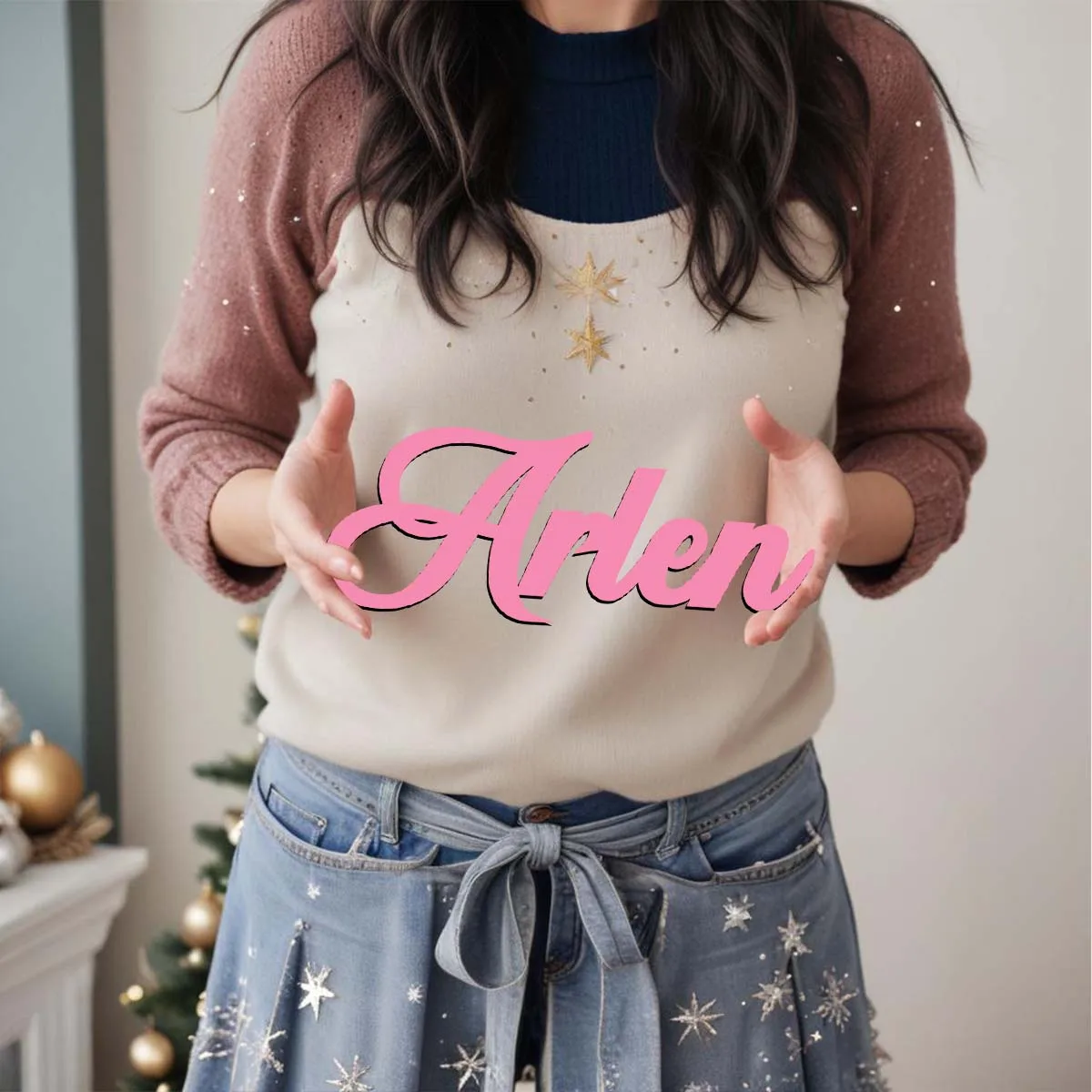 1pc Romantic Arlen example Customized Letter Laser-Cut Sign Wooden Decor Wooden Plaque Vertical Orientation Door Hanging Decor