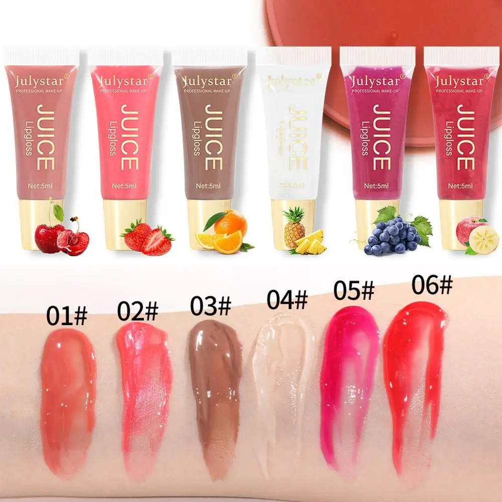 Glitter Mirror Lip Gloss Glaze Jelly Strawberry Moisturizer Lip Tint Primer Makeup Lip Fruit Lipstick Gel Lip Care Oil Soft H8m9