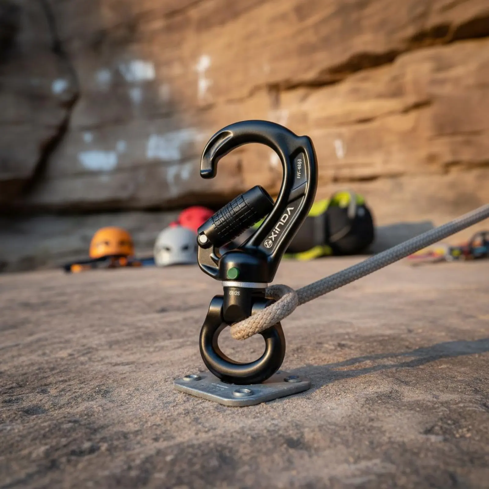 Rotating Locking Carabiner Automatic Lock Rescue Swivel Hook Rotating Carabiner 26 26 kN Strength Safety Connector view 4