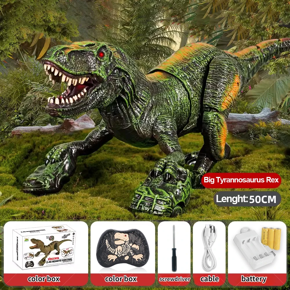 Jurassic World 50cm Spray Shake Head Tyrannosaurus Rex 2.4GHZ Remote Control Simulate Creeping Sound and Light Dinosaur Toy