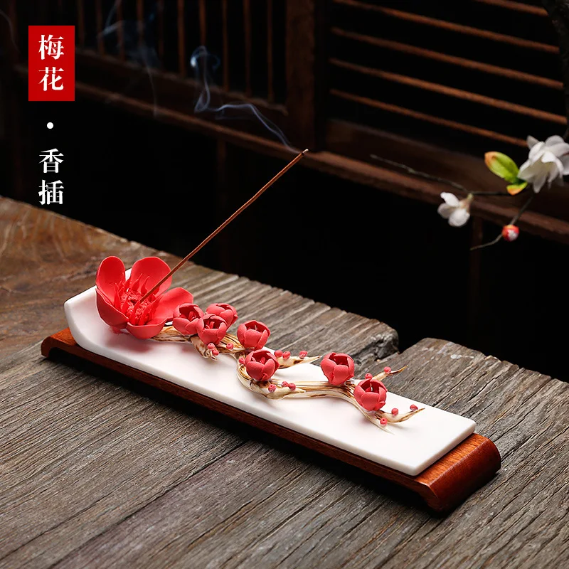 

Handmade Creative Indoor Flower Holder for Offering Buddha Home Use Ceramic Incense Burner Orname