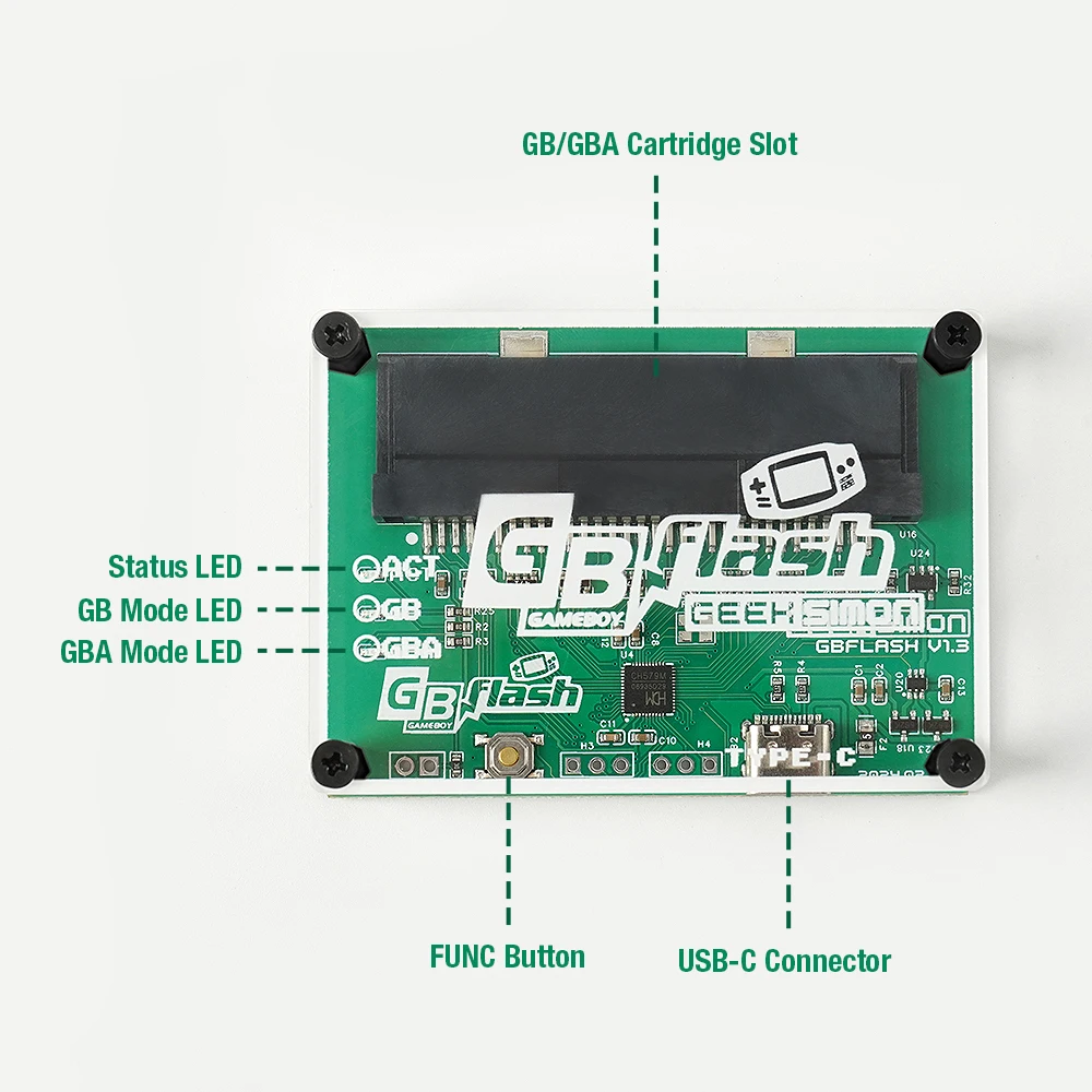 GBFlash GBA/GBC-brander Geweldig ontwerp USB-adapter Geen scherm GB Flash Cart en Type C-datakabel