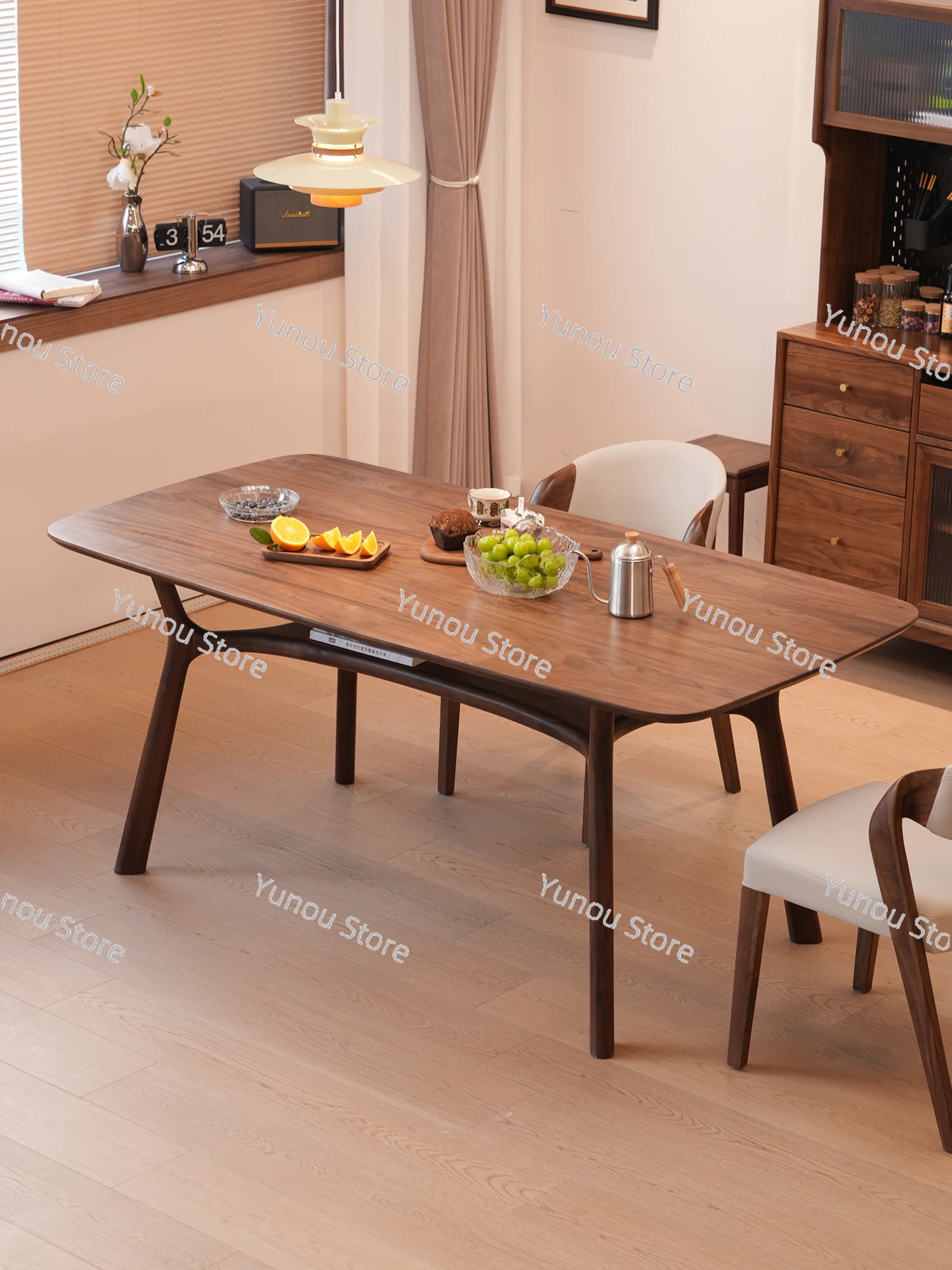 Black Walnut Dining Table Solid Wood Modern Minimalist Household Dining Table Nordic Log Furniture Big Board Desk