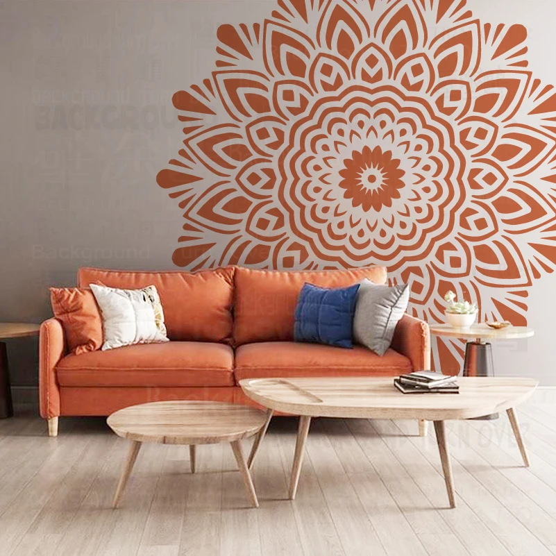 

150cm - 230cm Stencil For Painting Wall Decor Plaster Putty Decors Decorative Giant Mandala Huge Round Flower Traditional S299