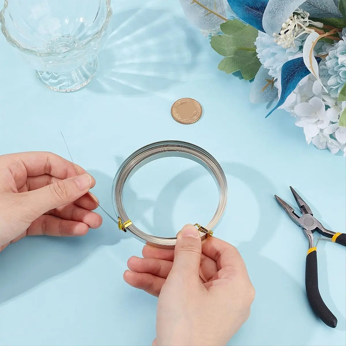 【2026 TOP Global】▼△◑19.7 Feet 32Gauge Flat Silver Wire, 8mm Wide Flat Bezel White Copper DIY Bezel Setting Wire for DIY Jewelry