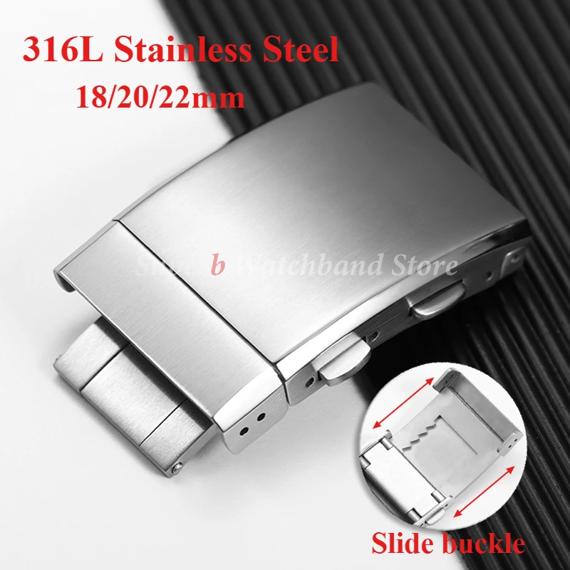 316L الصلبة الفولاذ المقاوم للصدأ مشبك ساعة 18 مللي متر 20 مللي متر 22 مللي متر فاخر قابل للتعديل للطي مشبك أمان استبدال مشبك ساعة نشر