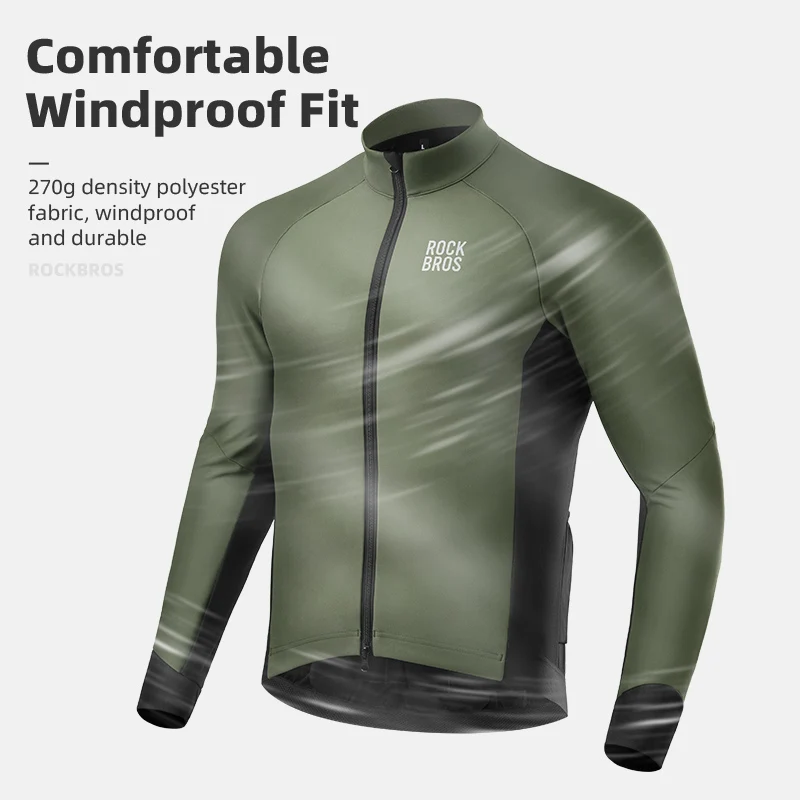 ROCKBROS Autumn Winter Cycling Jacket Windproof Thermal Cycling Jersey Outdoor Sport Warm Fleece Jacket Coat Men Cycling Clothes