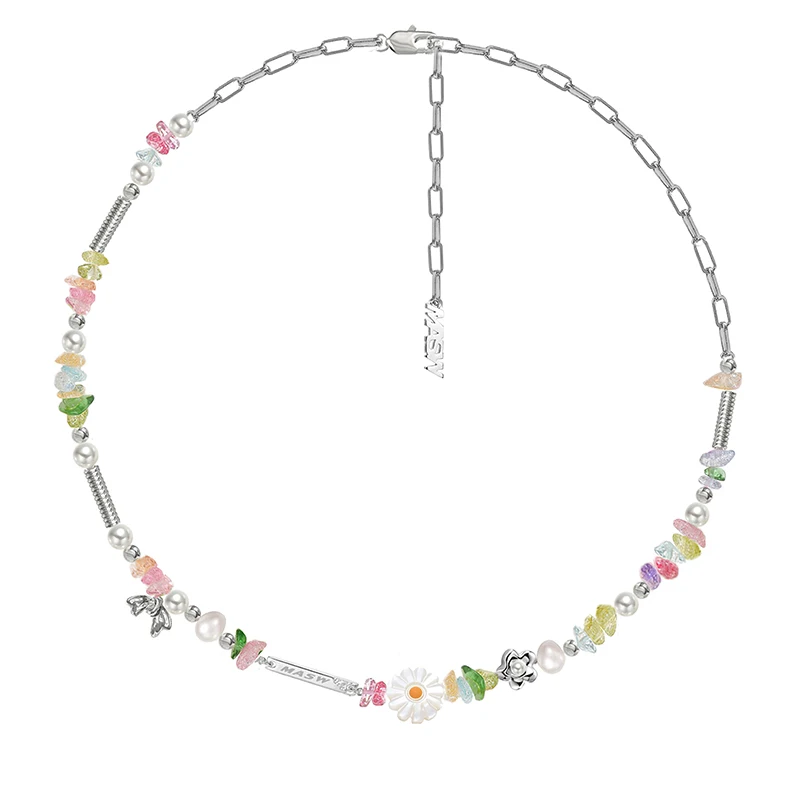 MASW Original Design Spring Summer Jewelry Set One Layer Colorful Flower Bead Necklace For Women Bracelet Party Wedding Gift