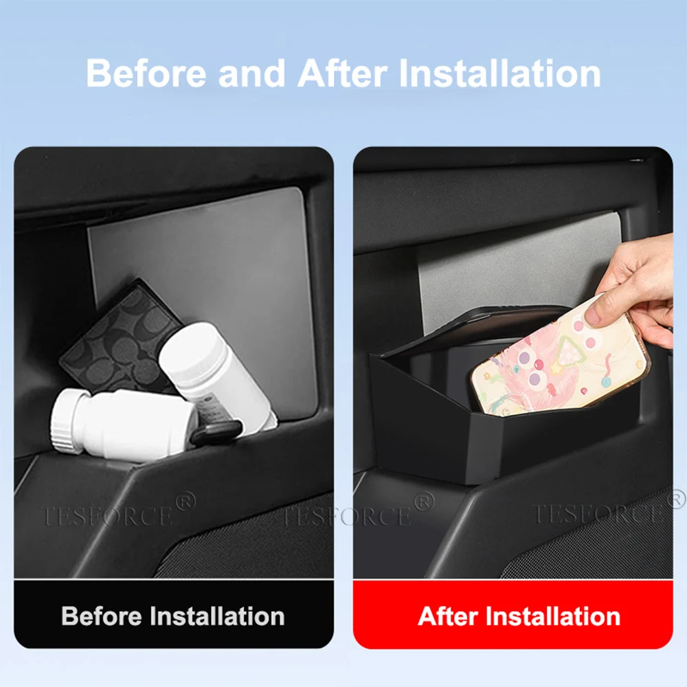 For Tesla Cybertruck 2024-2026 Door Slot Storage Box Kit Door Organizing Tidying Case Trash Can Hidden Storage Box Accessories