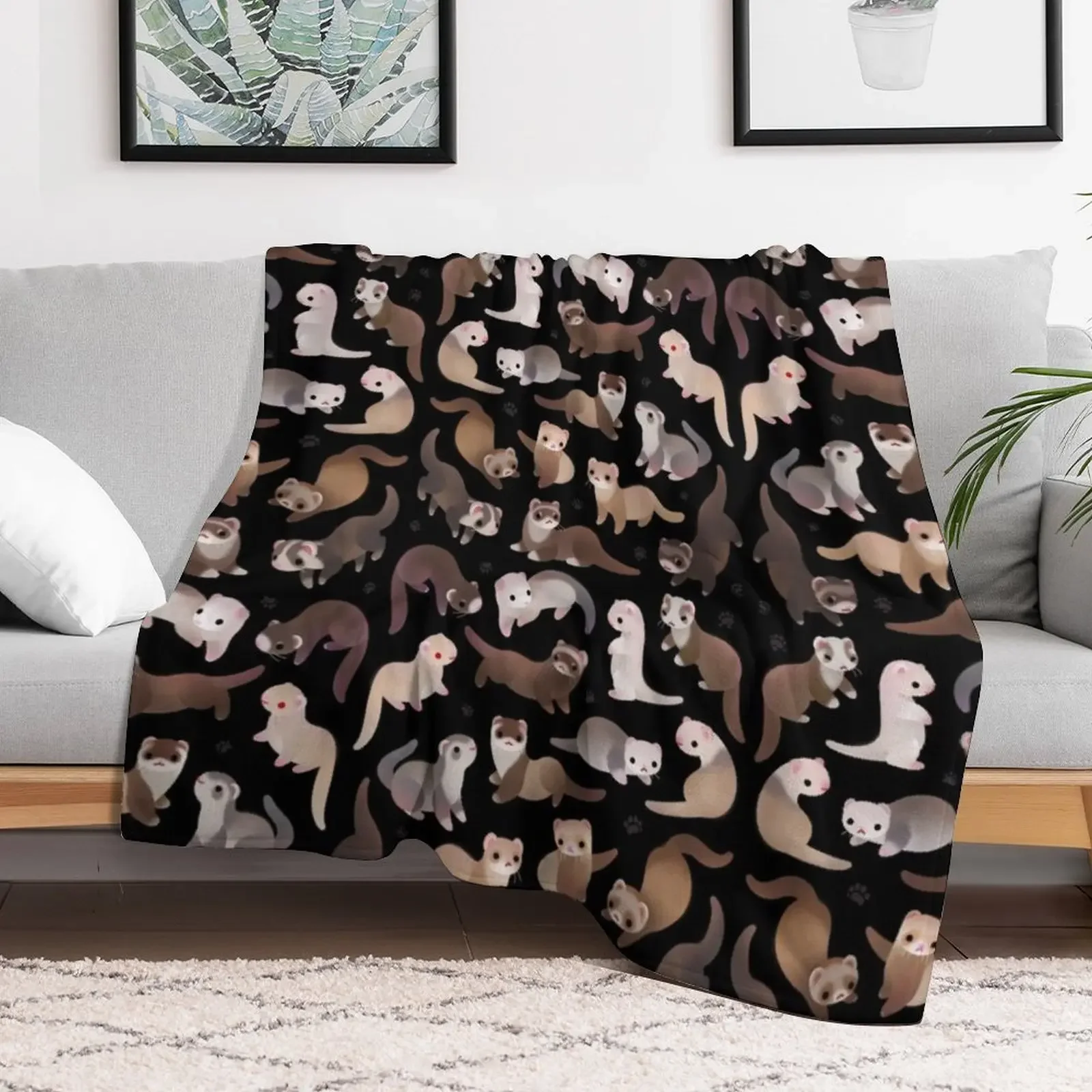 Ferret - dark Throw Blanket Blankets Sofas Of Decoration Sofa Throw Blankets For Bed Blankets