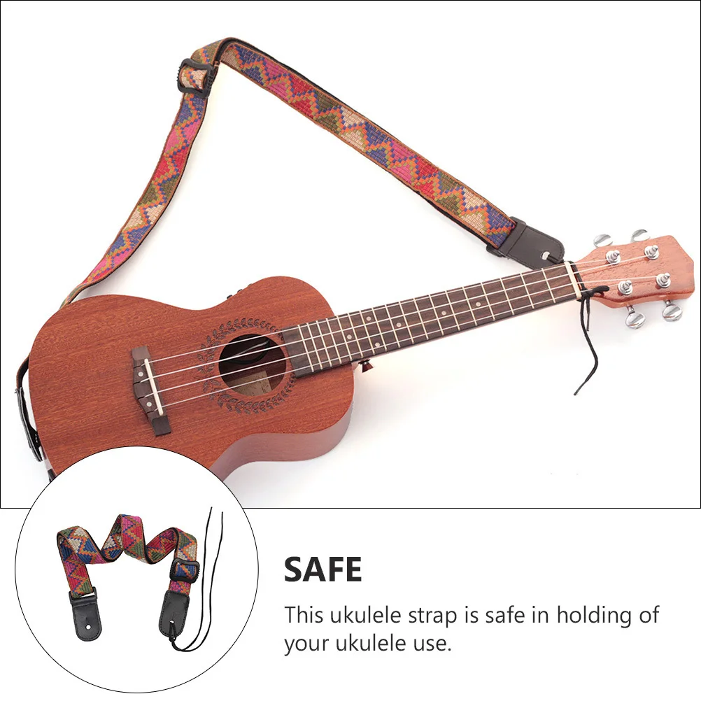 

1Set Exquisite Woven Ukulele Shoulder Strap Bohemian Design Safe Holding Practical Gift Ukulele Shoulder Strap